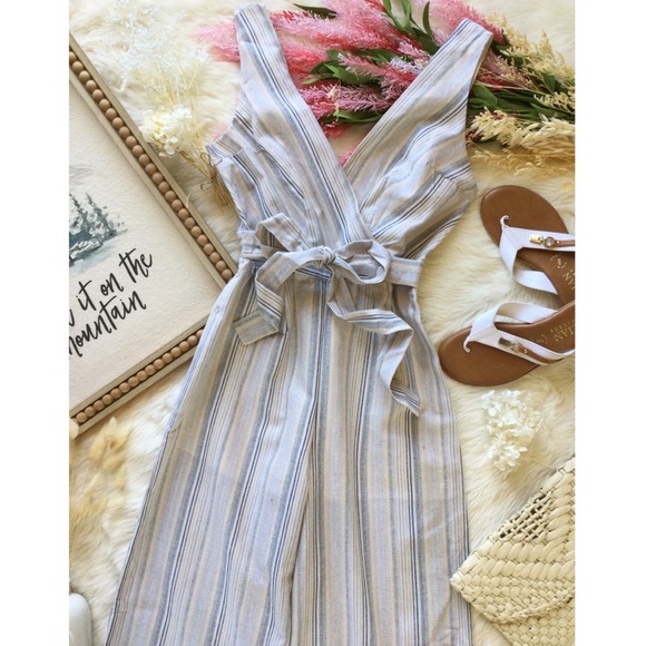 NWT Harper Sand & Stone Woven Wide Leg Jumpsuit - Picture 3 of 15